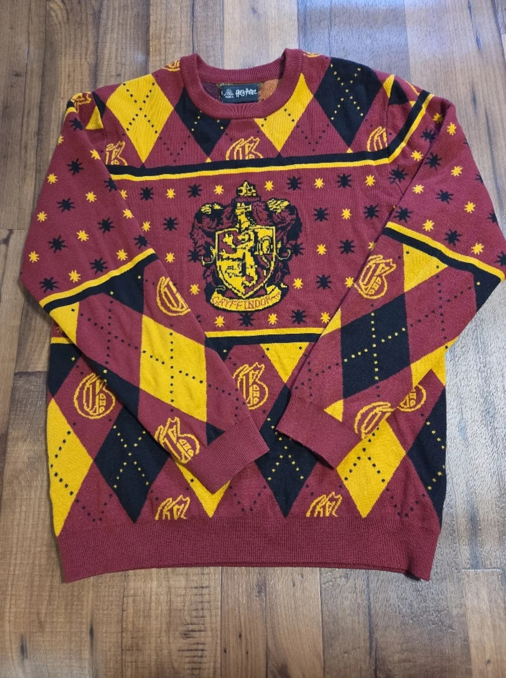 Gryffindor Crest Maroon & Gold Knit Harry Potter Sweater. Sz M